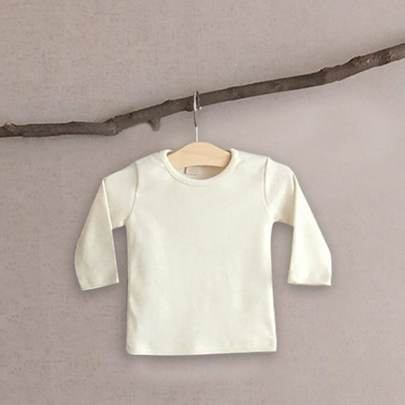 Toddler T Shirts For Solid color Long Sleeve T Shirts Crewneck Cottom Boy Shirt Boys Size Beige Shirts 18-24 Months Cute Boy Girl Clothing