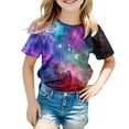 thumbnail image 1 of Toddler T Shirts Girls 4t Crew Neck Short Sleeve T Shirt Comfy 3D Galaxy Print Glitter Tops Tee for Boys & Girls Purple,120, 1 of 4