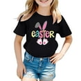 thumbnail image 1 of Toddler T Shirts Kids Girls Summer Rabbit Print T Shirt Child Cute Easter Short Sleeve Tee Top Baby Boy Summer Clothes Black 2 Years-3 Years, 1 of 4