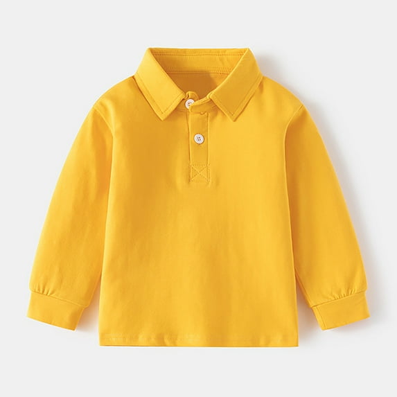 Toddler T Shirts For Solid color Long Sleeve Yellow Shirt Crewneck Top Tees Shirts Cottom Boy Shirt Girls Shirts Size 2-3 Years Cute Boy Girl Clothing