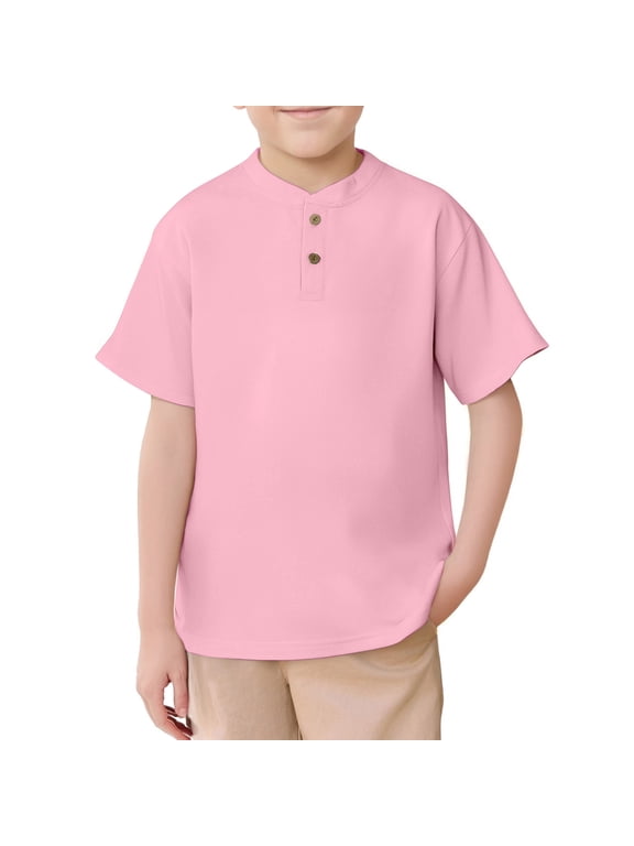 Toddler T Shirts Toddler Kids Boys Summer Solid Short Sleeve Casual T Shirt Gentleman Tops Holiday Shirts Baby Boy Summer Clothes Pink 5 Years-6 Years