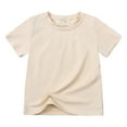 thumbnail image 1 of Girls T Shirts Toddler Kids Girls Summer Solid Color Top Casual Short Sleeve Breathable T Shirt Boys T Shirts Beige 4 Years-5 Years, 1 of 4