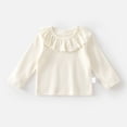 thumbnail image 1 of Toddler T Shirts for Girls with Ruffles White Long Sleeve T-Shirts Kids Crewneck T-Shirts Fall Tops Girls Size 2-3 Years Clothes, 1 of 8