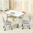 thumbnail image 1 of Toddler Table and 2 Chairs, Height Adjustable Kids Table and Chair Set, Kids Multi-Activity Table with Graffiti Desktop, Built-in Storage, Kids Table for Ages 3-8, 1 of 7