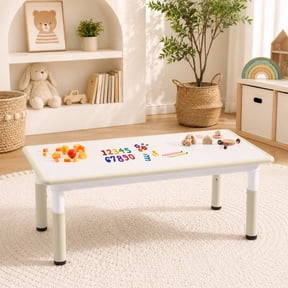 Toddler Table, 7-Level Adjustable Kids Play Table, Graffiti-Proof Plastic Desk for Home & Daycare, Ages 3-8