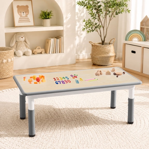 Toddler Table, 7-Level Adjustable Kids Play Table, Graffiti-Proof Plastic Desk for Home & Daycare, Ages 3-8