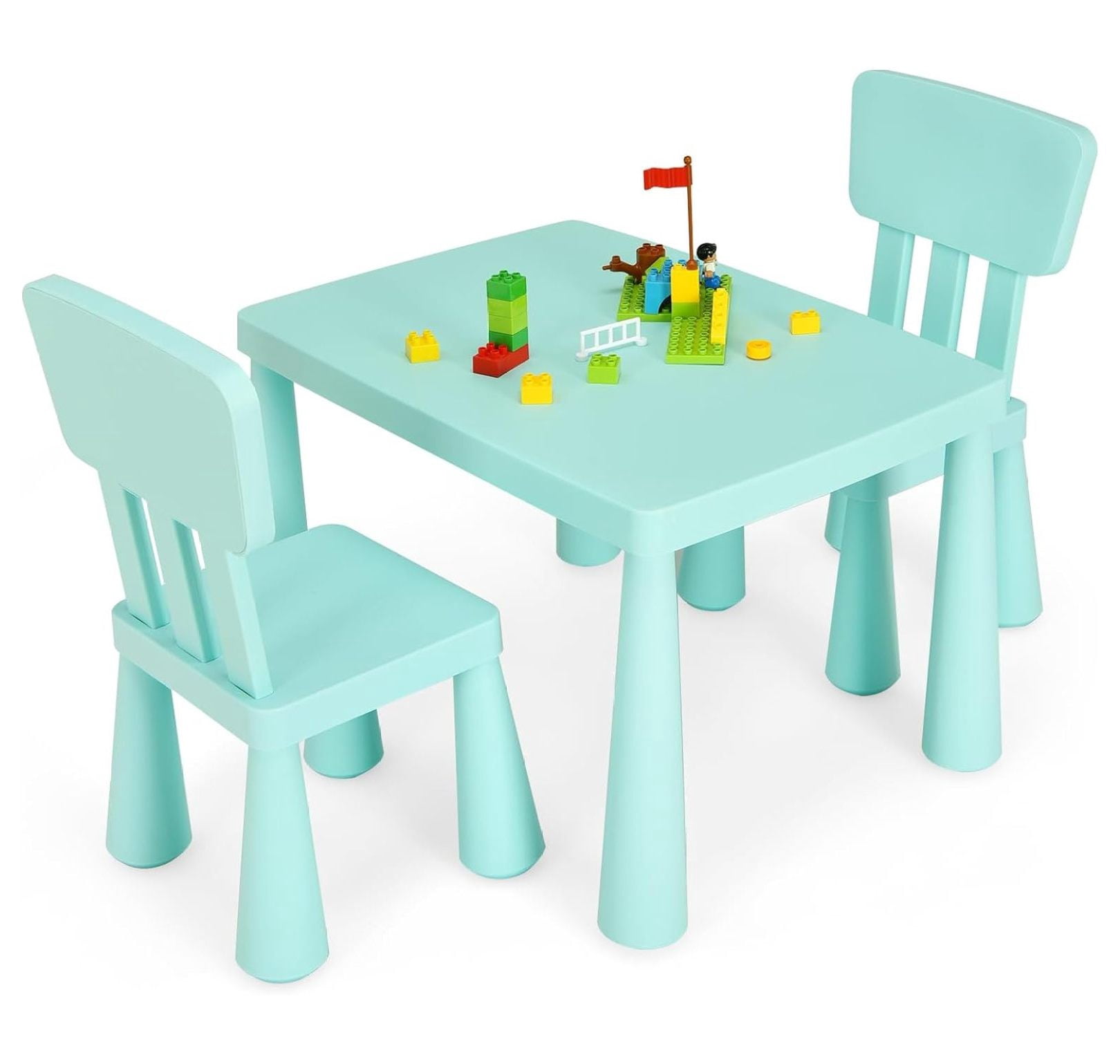 Toddler Table and Chair Set, Plastic Kid Activity Table & 2 Chairs, 3 ...