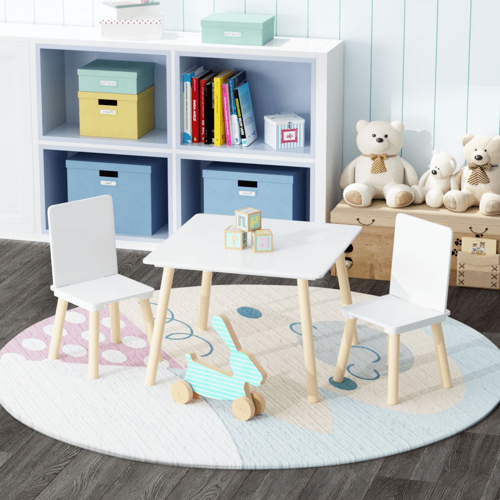 Toddler Table and Chairs Set for 4, 47.2''L x 23.6''W Kids Study Table ...