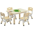 thumbnail image 1 of Toddler Table and 4 Chairs, Height-Adjustable Kids Table and Chairs Set, 31.5''L x 23.6''W Children Activity Table for Boys and Girls Aged 3-8, 1 of 11