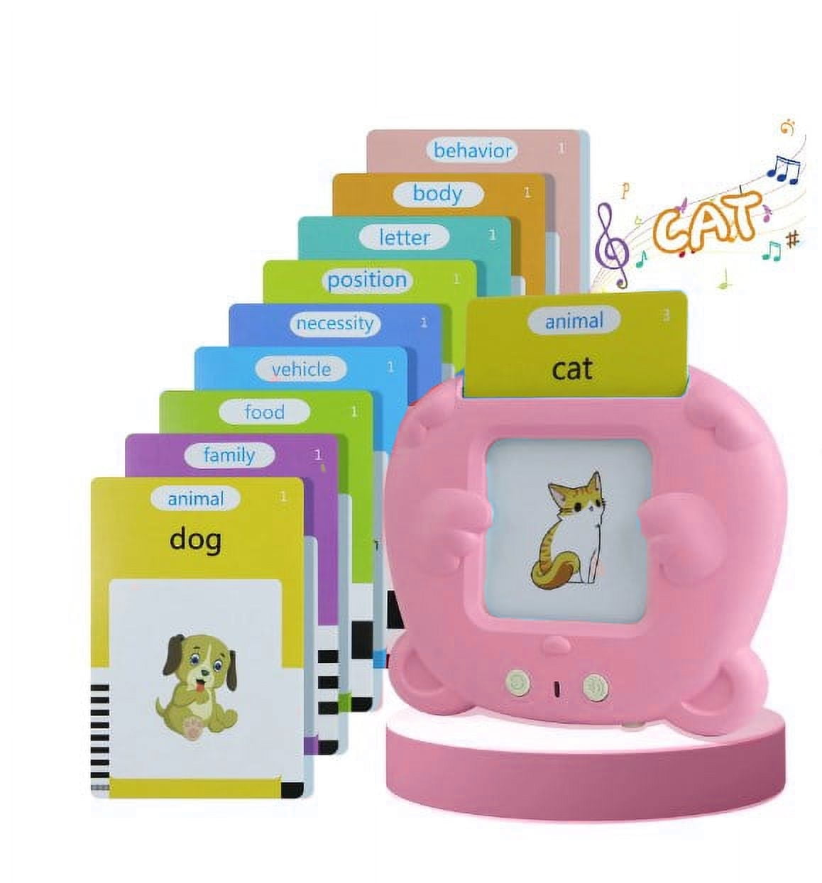 Toddler Talking Flash Cards Montessori Kids Toy,Toddler Toys for 2 3 4 5 Year Old Boys and Girls,Preschool Educational Toys Flash Cards for Birthday Gifts,Pink