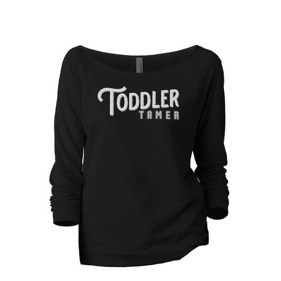 Toddler Tamer Women's Fashion Slouchy 3/4 Sleeves Raglan Lightweight Sweatshirt Black Small