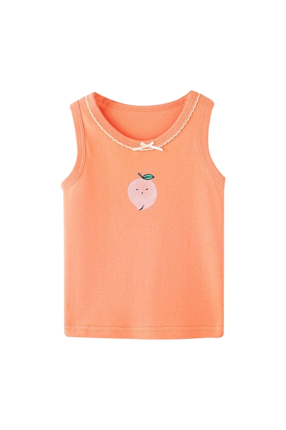 Toddler Tank Tops Girls 5T Halter Small Vest Summer Floral Soft Undershirts Little Girl Cute Printing Clothes Tank Tops Orange,10-11Y