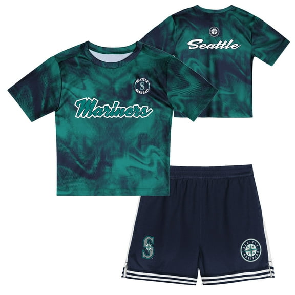 Toddler Teal/Navy Seattle Mariners Pinch Hitter Infielder T-Shirt & Shorts Set