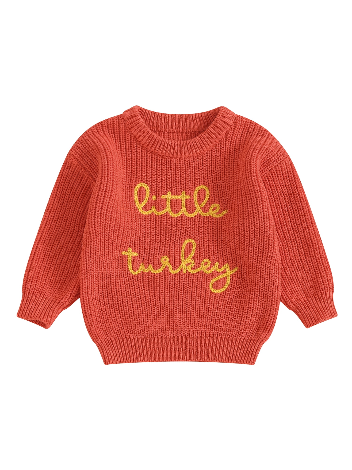 Toddler Thanksgiving Sweaters Letter Long Sleeve Ribbed Knit Pullover ...