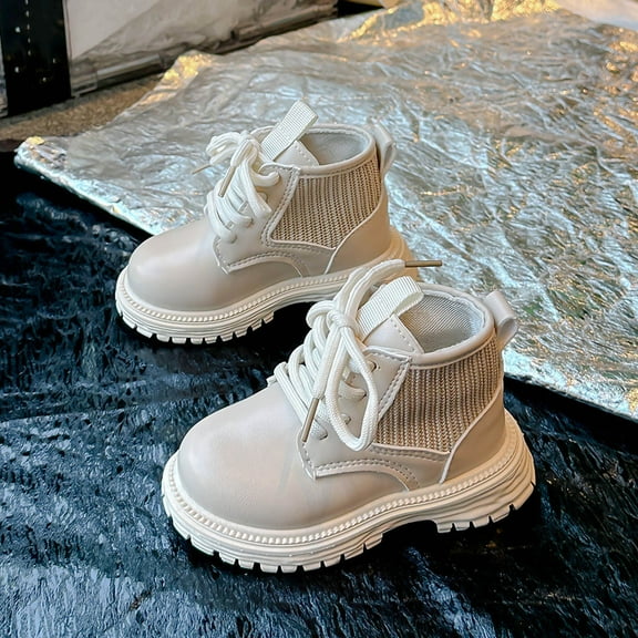 Toddler Thermal Martin Boots Velvet Lining Winter Short Boots Non-Slip Safety Sole Lightweight for Casual Wear