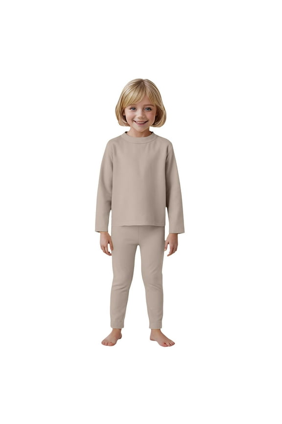 Kids Winter Clothes Boys Clothing Thermal Underwear for Kids Toddler Winter Base Layer Long Johns Sets for Girls Boys Fleece Lined Toddler Thermal Set Khaki 3-4 Years