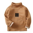thumbnail image 1 of Toddler Thermal Shirt Striped Girls Long Sleeve Undershirt Girls Turtleneck Casual Basic Tees Boys Fall Shirt Girls Size 18-24 Months Tops, 1 of 3