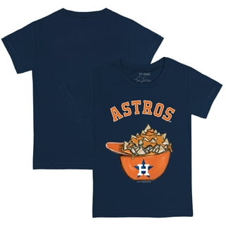 Women's Tiny Turnip Navy Houston Astros Peace Love Baseball Fitted T-Shirt