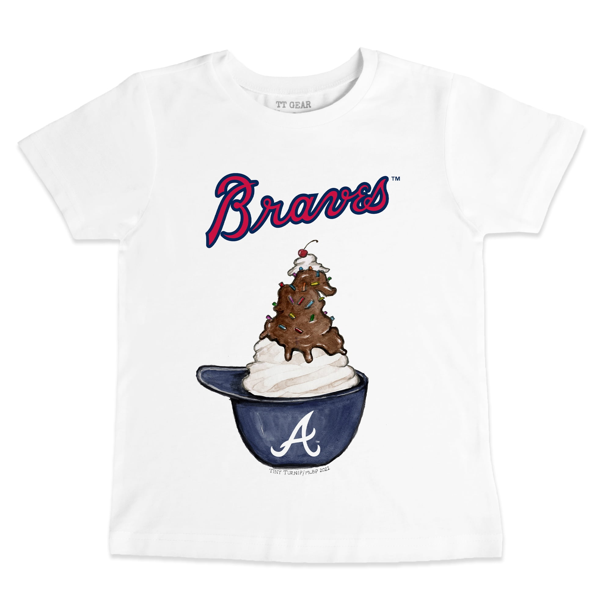 Toddler Tiny Turnip White Atlanta Braves Sundae Helmet T-Shirt 