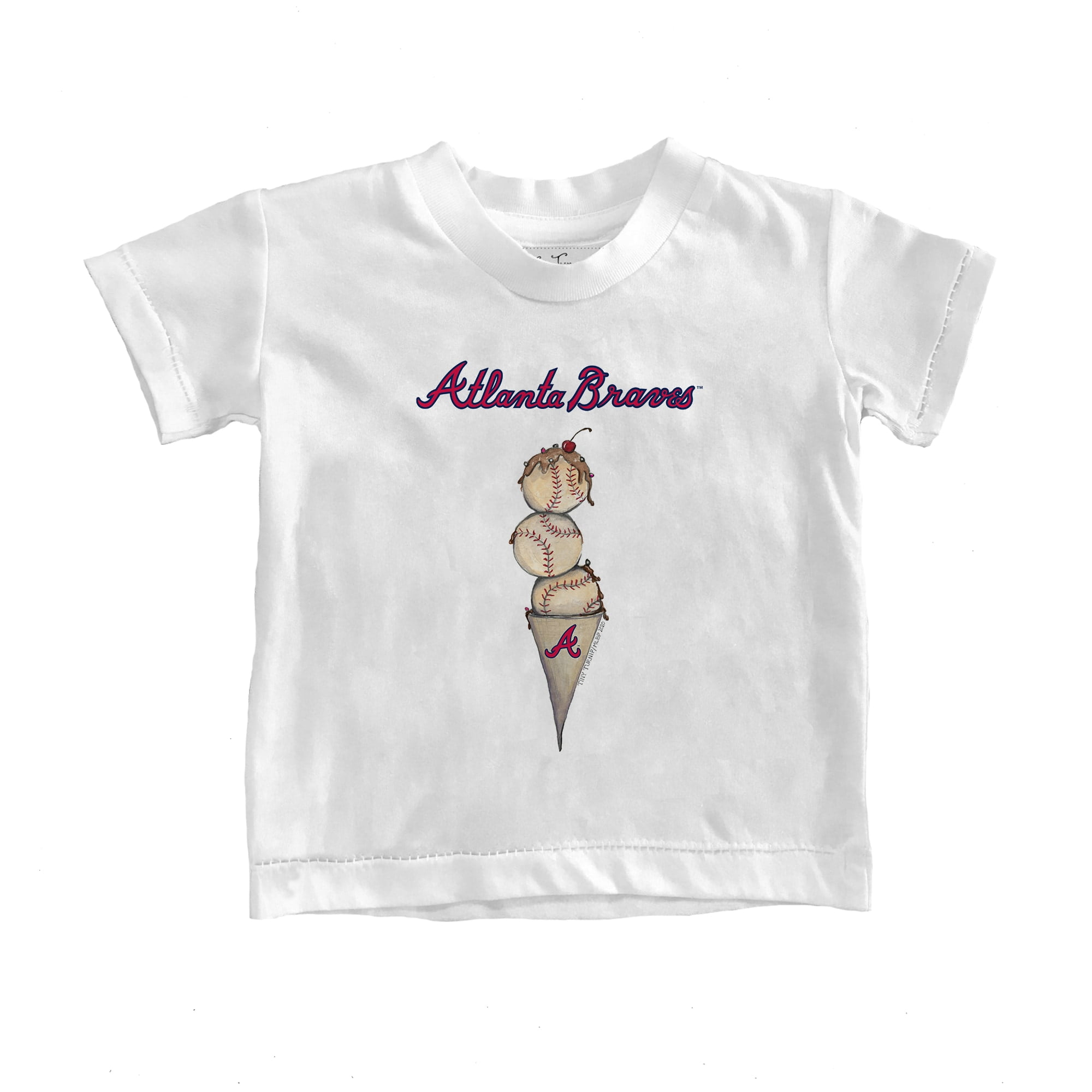 Toddler Tiny Turnip White Atlanta Braves Triple Scoop T-Shirt