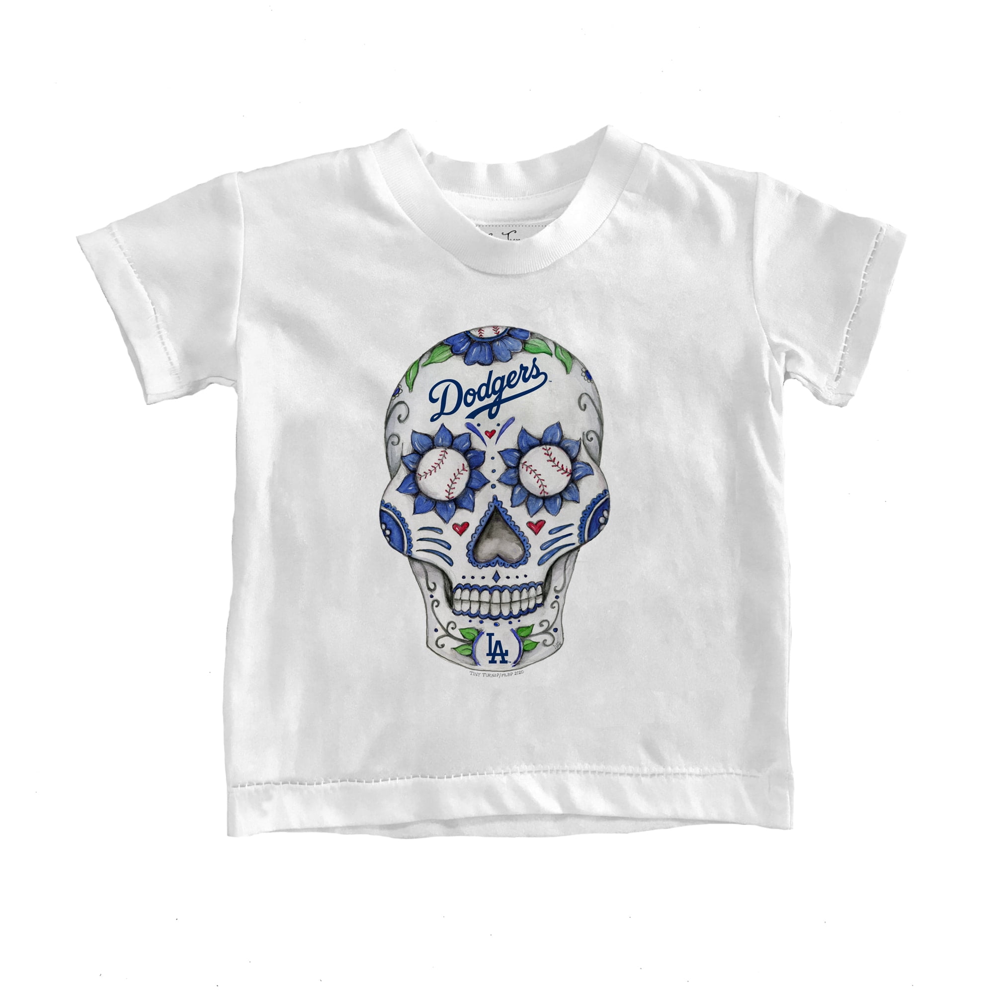 Toddler Tiny Turnip White Los Angeles Dodgers Sugar Skull T-Shirt 