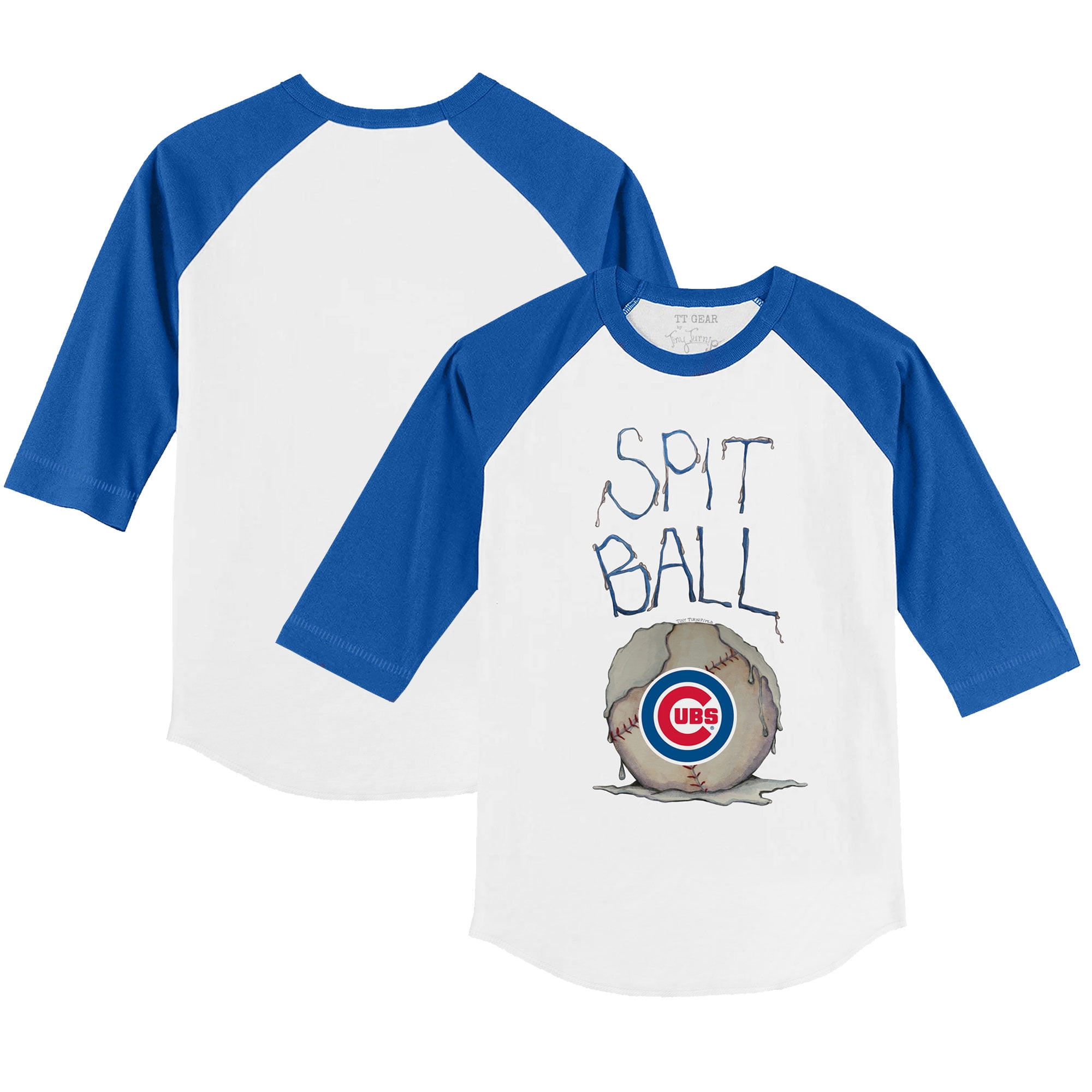 Toddler Tiny Turnip White/Royal Chicago Cubs Spit Ball 3/4Sleeve