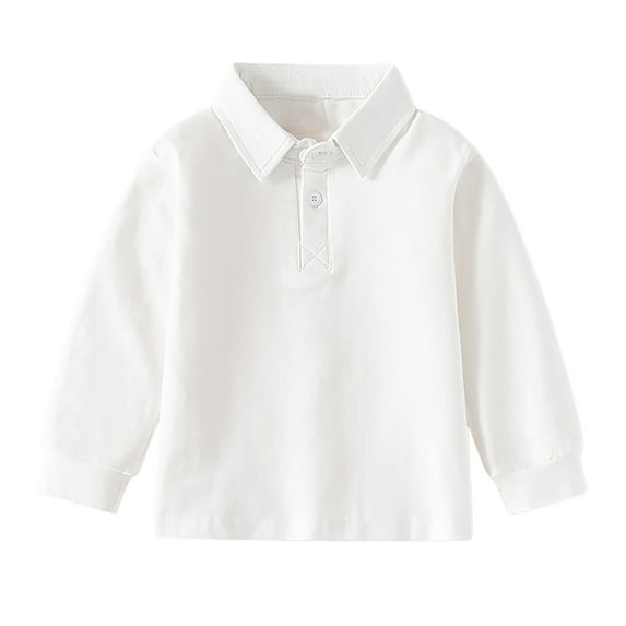 Toddler Toddler Baby Boys Girls Long Sleeve Solid Shirt Tops Fall Winter Kids Clothes 6t Boys Summer Clothes Tops Size 5t Big Size 14 Shirts Full Sleeve Shirt Solid T 18-24 Months White