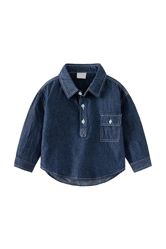Toddler Toddler Baby Boys Girls Long Sleeve Solid Shirt Tops Kids Fall Winter Clothes Boy Small Shirt Boys Long Sleeve Shirts 5 Top Undershirts for 5t Shirts Boy Tops 2t Graphic 12-18 Months Blue