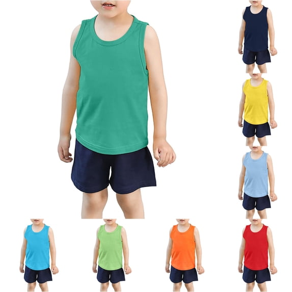 Toddler Toddler Baby Boys Girls Solid Tank Tops T Shirts Undershirts Summer Sleeveless Vest Girls Spandex Top 12-18 Months