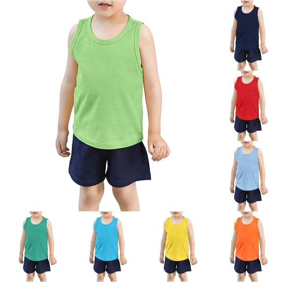 Toddler Toddler Baby Boys Girls Solid Tank Tops T Shirts Undershirts Summer Sleeveless Vest Girls Spandex Top 2-3 Years
