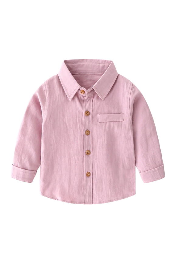 Toddler Toddler Boys Girls Long Sleeve Casual Solid Gentleman Tops Holiday Shirts T Shirt Tee Shirts Big Boys Solid Shirt Kids Fit Top Youth Tops Screen Tees Bulk T Clothes 2-3 Years Purple