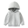thumbnail image 1 of Toddler Toddler Boys Girls Long Sleeve Solid Hoodie Tops Fall Winter Clothes Plain Shirt Boys Top Packs Track Top Casual Tops Kids Short Sleeve Shirt Crop Boy 18-24 Months Gray, 1 of 7