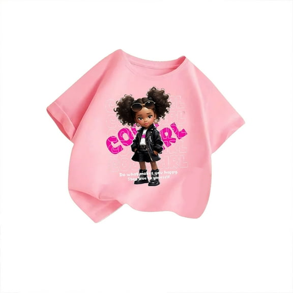 Toddler Girls Cute Graphic Crewneck Short Sleeve Tee Summer Casual T Shirt Size 3-4T