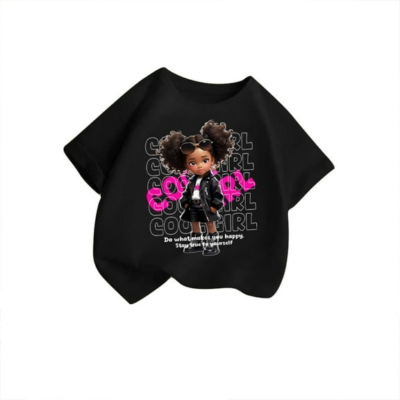 Toddler Girls Cute Graphic Crewneck Short Sleeve Tee Summer Casual T Shirt Size 3-4T