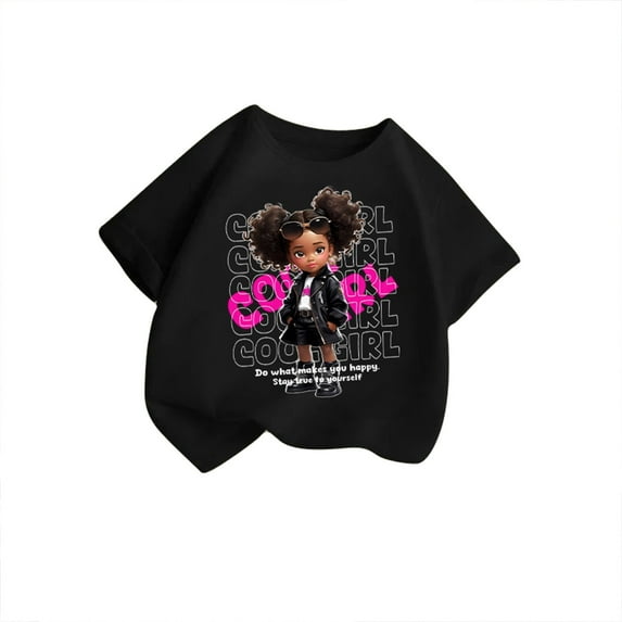 Toddler Girls Cute Graphic Crewneck Short Sleeve Tee Summer Casual T Shirt Size 3-4T