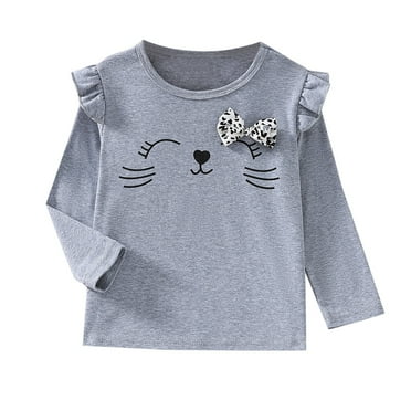 Toddler Toddler Soft Crewneck Tee Tops Girls Comfort Basic Print Long Sleeve T Shirt Blouse,4-5T Tops For Girls