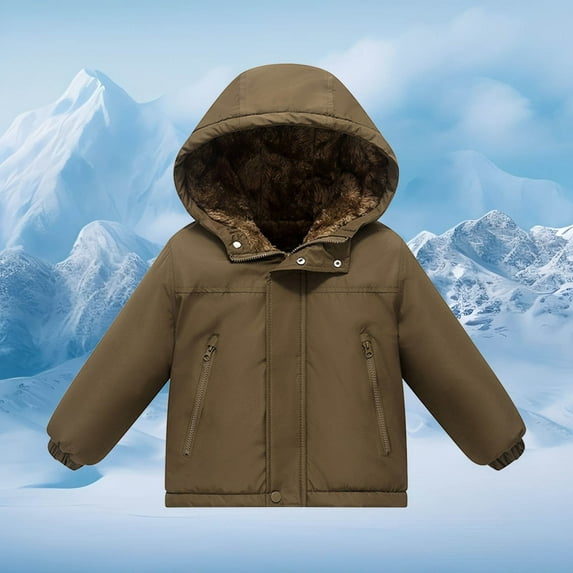 Toddler Toddler Winter Coat,Kids Puffer Jacket With Pocket Zipper Hooded Coat Solid Color Long Sleeve Winter Thicken Coat Hooded Jacket Boys Jackets Size 12-18 Months