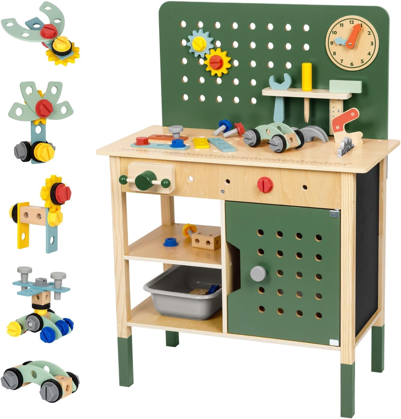 Toddler Tool Bench, Montessori Kids Workbench Playset, Large Tool Bench ...