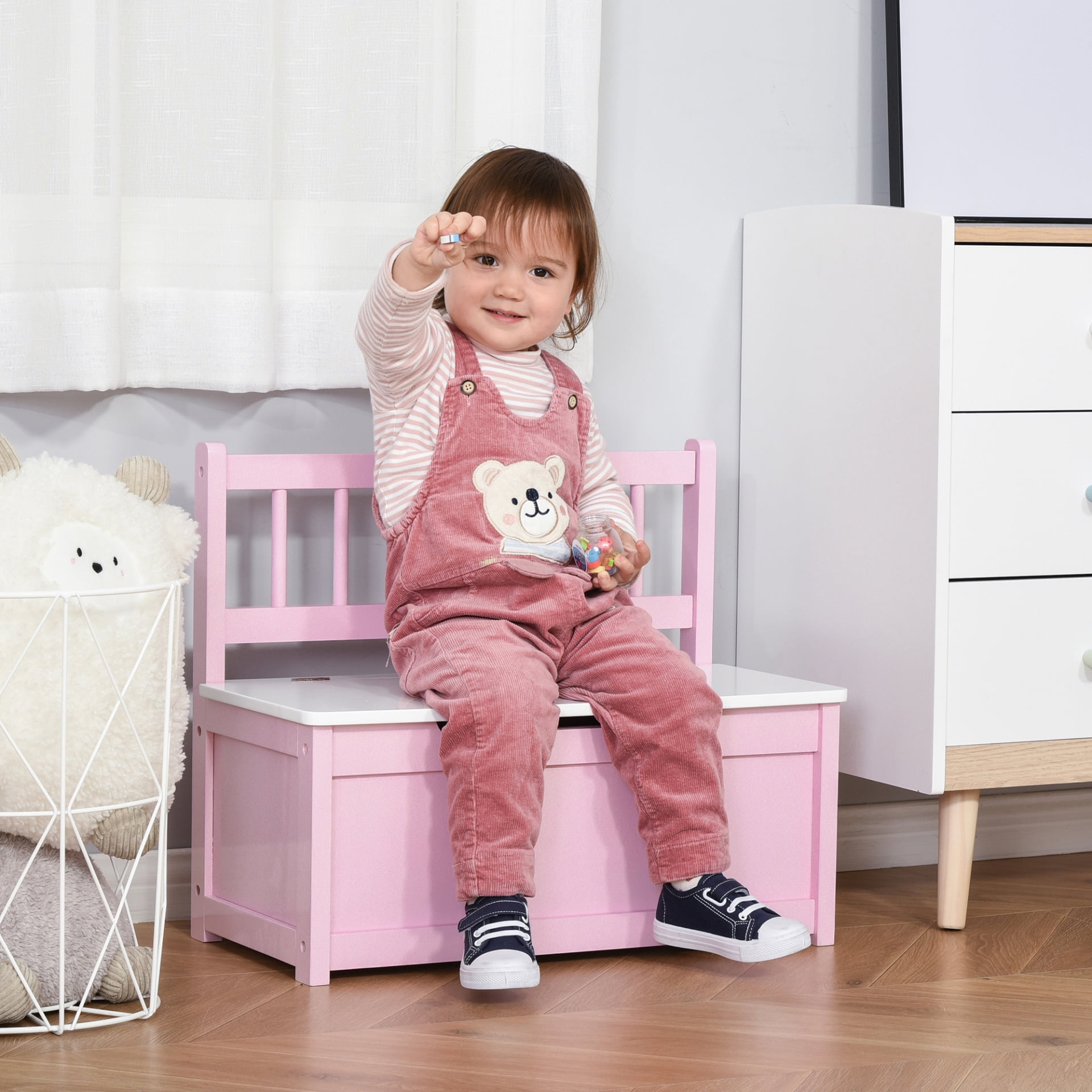 Toy Box Storage Toddler Couch NEW Qaba Toddler Bench With Large 27 L ...