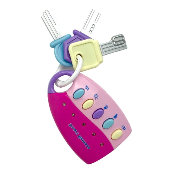 Toddler Toy Car Keys Set, Light & Sound Interactive Keychain, Educational Pretend Play Remote, With Flashlight & Music(Pink)