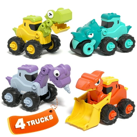 Toddler Toys for 1 2 3 Year Old Boy and Girl, Construction Vehicle Dinosaur Toy Cars For Toddlers, Press And Go Toy Cars for Kids, Pull Back Cars Baby Toys