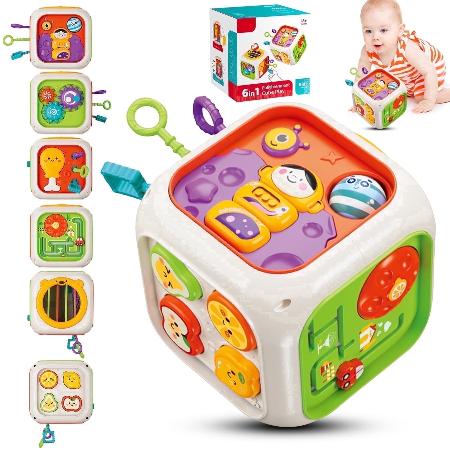Learning Toys for 1 2 3 Year Old Boys, Early Activity Cube Toys, Toddler Toys 1-3 for Girls, First Birthday Gifts Toys for 1 2 3 Year Old Boys Girls