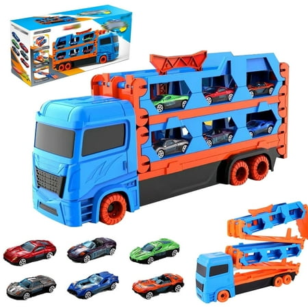 61-Inch Race Track Set | STEM Learning Toys for 2-6 Year Old Boys | Durable Toddler Car Toys with 6 Vehicles