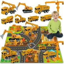 Toddler Toys for 3 4 5 6 Years Old Boys, Die-cast Construction Toys Car Carrier Vehicle Toy Set w/ Play Mat, Kids Toys Truck Car Toys Set for Age 3-9 Toddlers Kids Boys & Girls