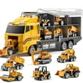 thumbnail image 1 of RUVINCE Toddler Toys for 3-9 Years, Die-cast Construction Car Carrier Set with Play Mat, 1 of 6
