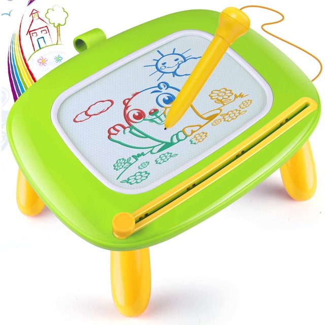 Kikapabi Magnetic Drawing Board For Toddlers - 4 Color Doodle Board With Detachable Legs