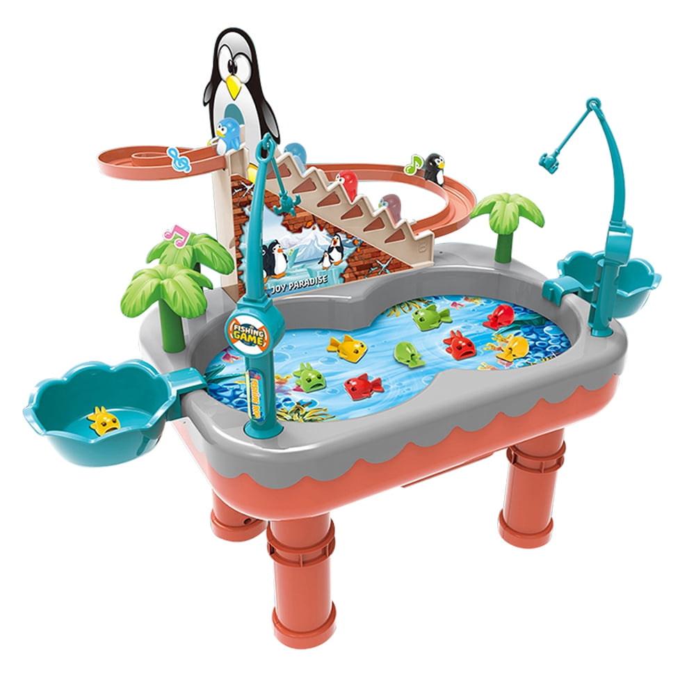 Toddler Toys Baby Toys Kid Toys Fishing Table ToysElectric Water Table for  Kid 1-6 - Penguin Stair Climbing Magnetic Fishing Toy Pool Set 