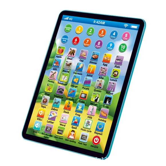 Toddler Toys Clearance! Kids Learning Toys QTOCIO Kids Tablet Boys Learning Pad With LED Teach Alphabet Numbers Math Early Development Interactive Electronic Toy Christmas Gifts Baby Toys For Boys