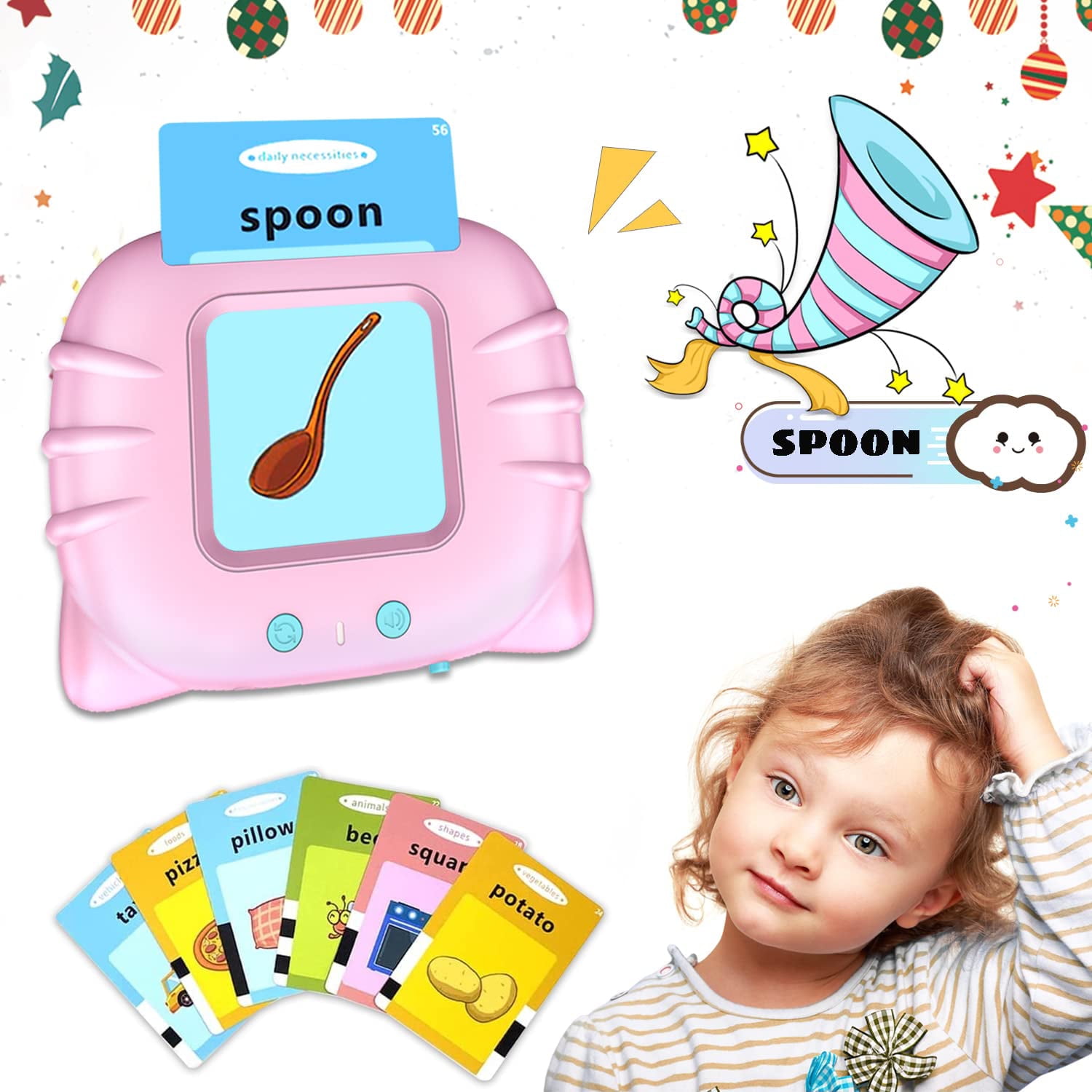 Toddler Toys for Girls 2 3 4 5 Year Old, Toddler Talking Flash Cards