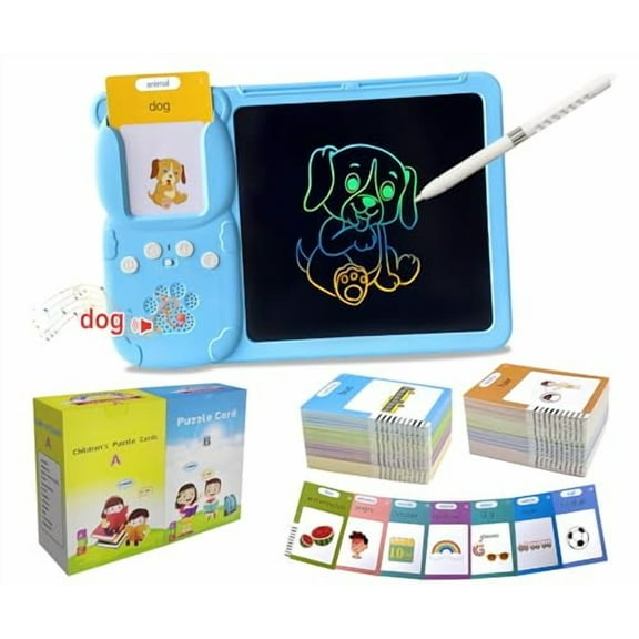 Toddler Toys Talking Flash Cards,Kindergarten Learning Resources 510 Sight Words with Drawing Tablet for Speaking Doodling,Sensory Toys for Kids with Autism,Boys Girls 2 3 4 5 6,Blue